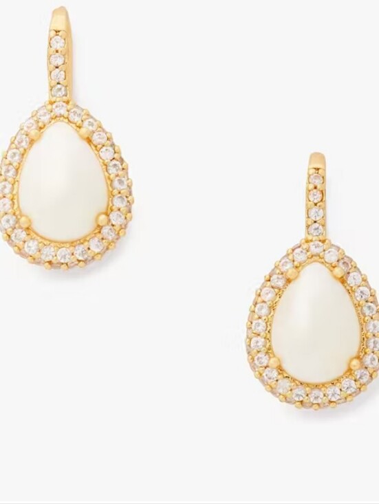 kate spade Jewelry - Kate Spade- Pave Halo Drop Earrings (Cream & Gold )